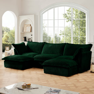Slipcovered U Shape Sectional Deep Seat Sofa