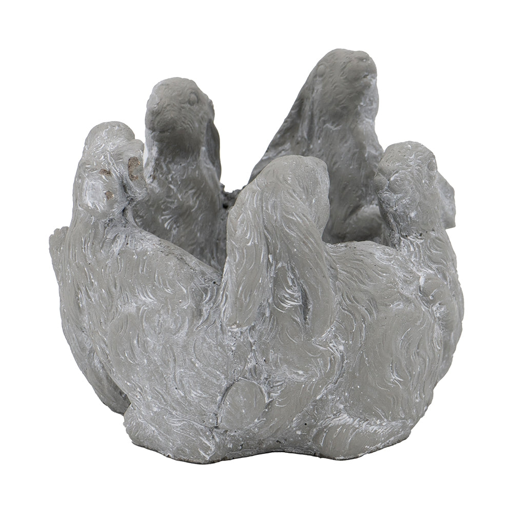 5 Bunny Cement Planter with Playful Bunny Design - Cement
