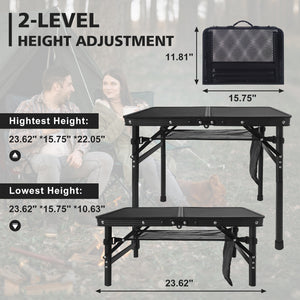 2FT Camping Table with Mesh Desktop, Lightweight & Portable