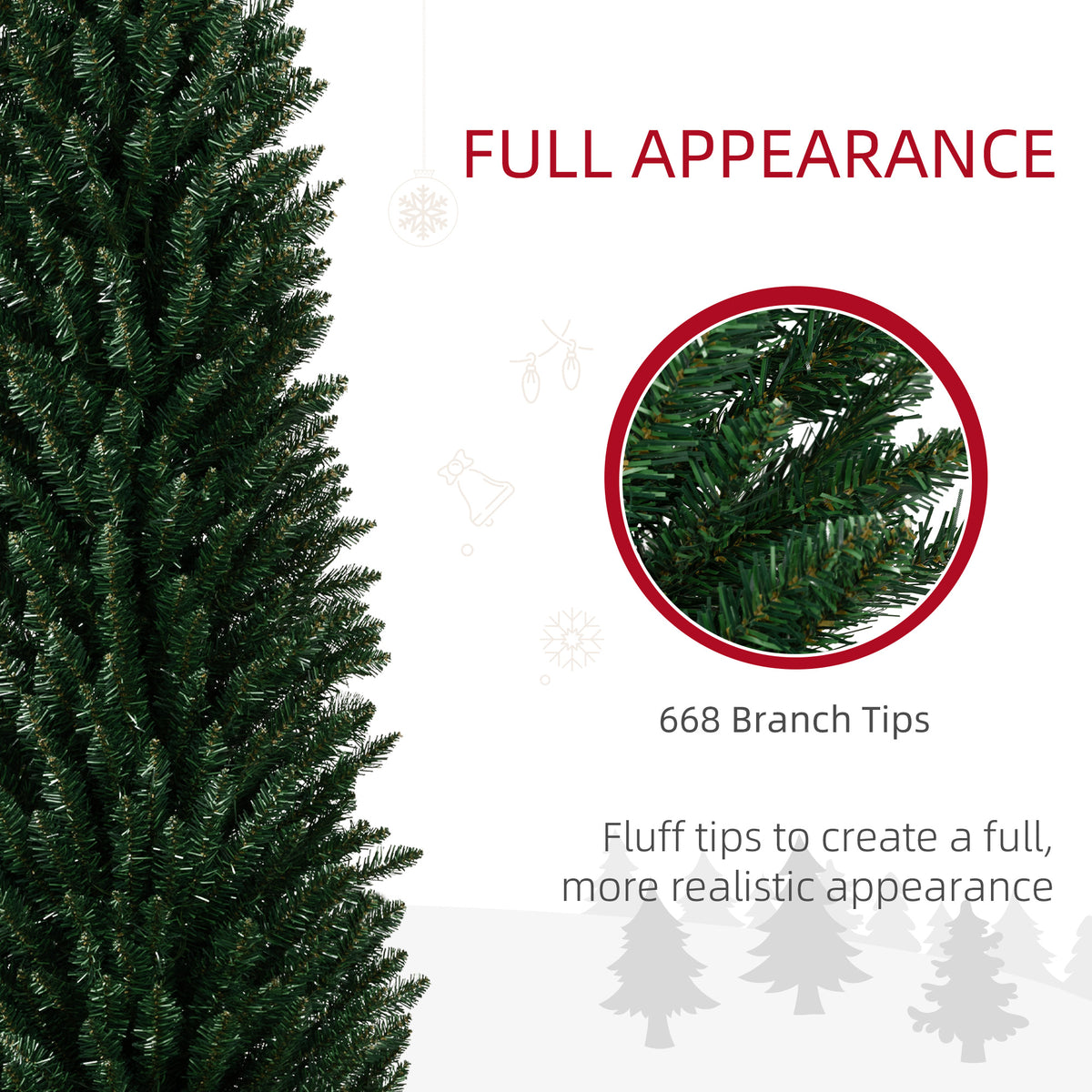 HOMCOM 8ft Tall Pencil Prelit Artificial Christmas Tree