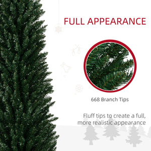 HOMCOM 8ft Tall Pencil Prelit Artificial Christmas Tree