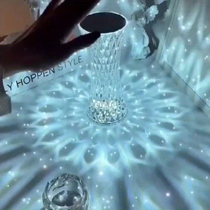 Touch Control Crystal Lamp – Rechargeable LED Night Light for Bedroom or Gifts