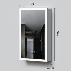 LED Lighted Medicine Cabinet with Mirror, 20x30 Inches