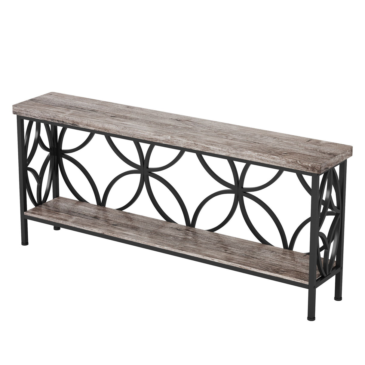 Extra Long Console Table With Open Storage Shelves