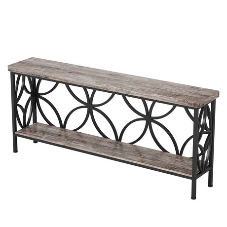 Extra Long Console Table With Open Storage Shelves