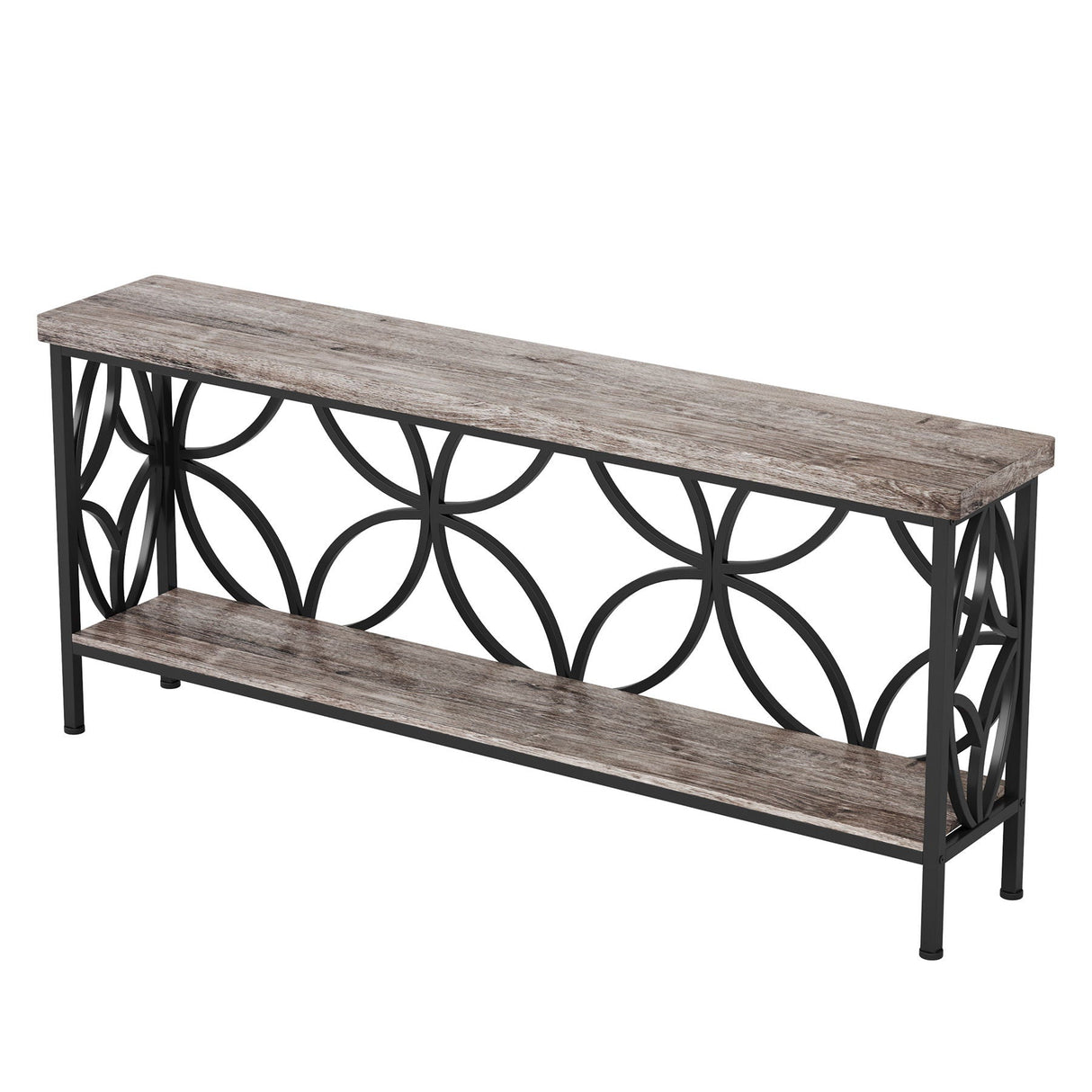 Extra Long Console Table With Open Storage Shelves