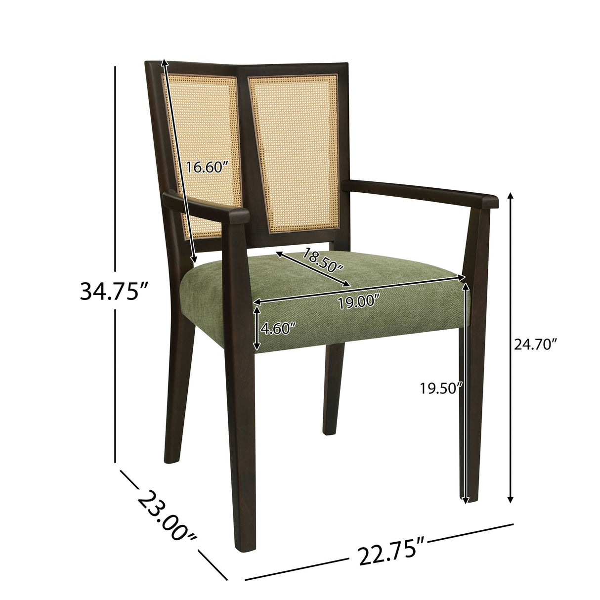 Mid Century Modern Arm Dining Chair Set With Rattan Backrest - Best Buy Furniture