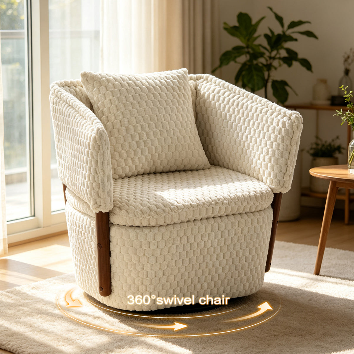 Mid Century Modern Accent Chair with Solid Wood Frame