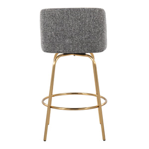 Toriano - Contemporary, Fixed Height Counter Stool With Swivel With Round Footrest (Set of 2)