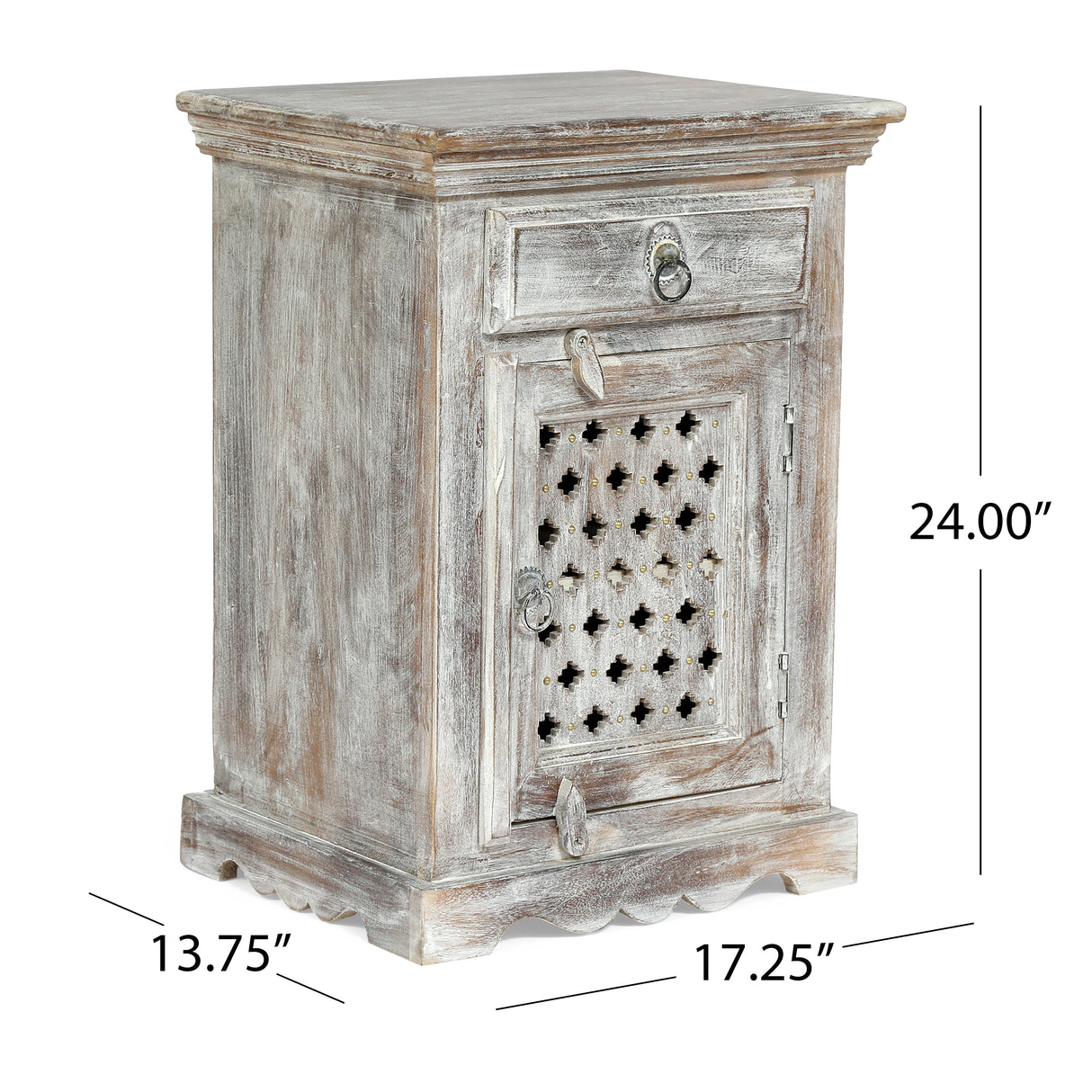 Wooden Nightstand With 1 Drawer 1 Door