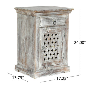 Wooden Nightstand With 1 Drawer 1 Door