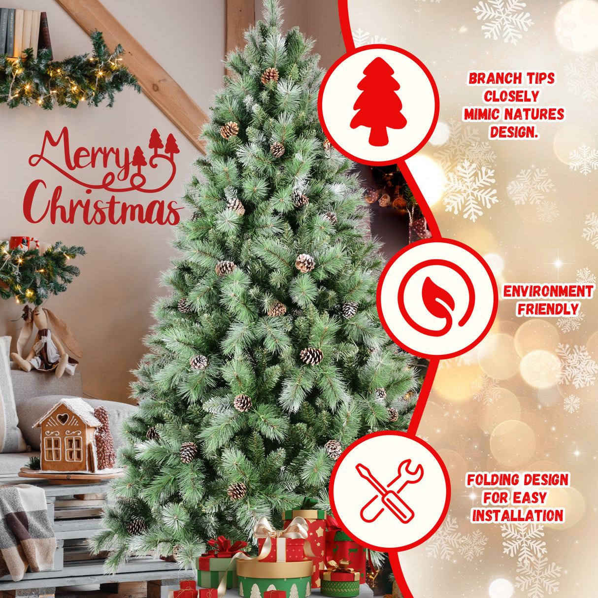 5FT Christmas Tree with 51 Pine Cones