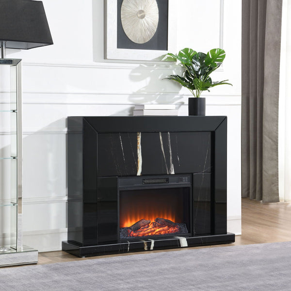Drisana - Mirrored Fireplace - Black - Best Buy Furniture