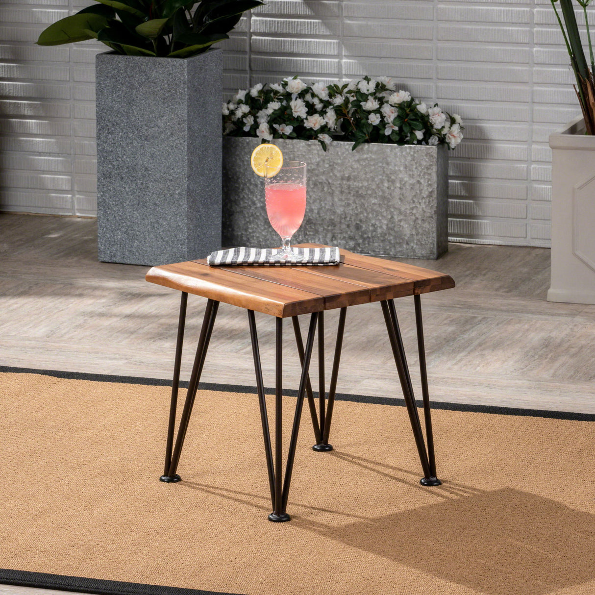 Zenith - Outdoor Industrial Accent Table (Set of 2) - Teak