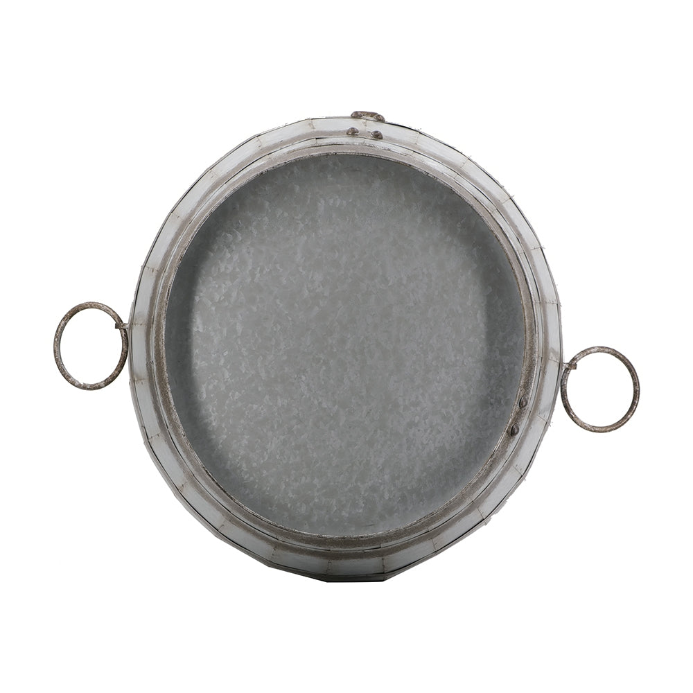 Galvanized Drum Side Table with Removable Lid - Gray