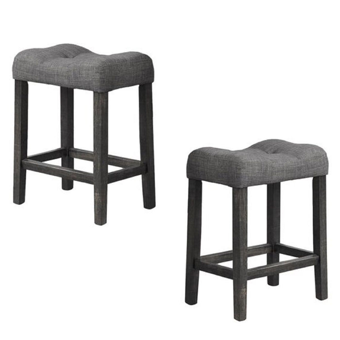 Transitional Counter Height Dining Stool Set with Cushioned Footrest - Dark Gray or Beige