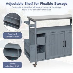 54.33" Farmhouse Rolling Outdoor Kitchen Cart