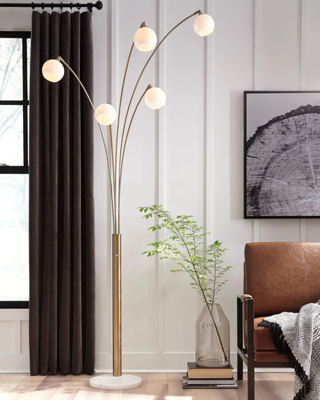 Taliya - Metal Arc Lamp - Champagne / White - Best Buy Furniture