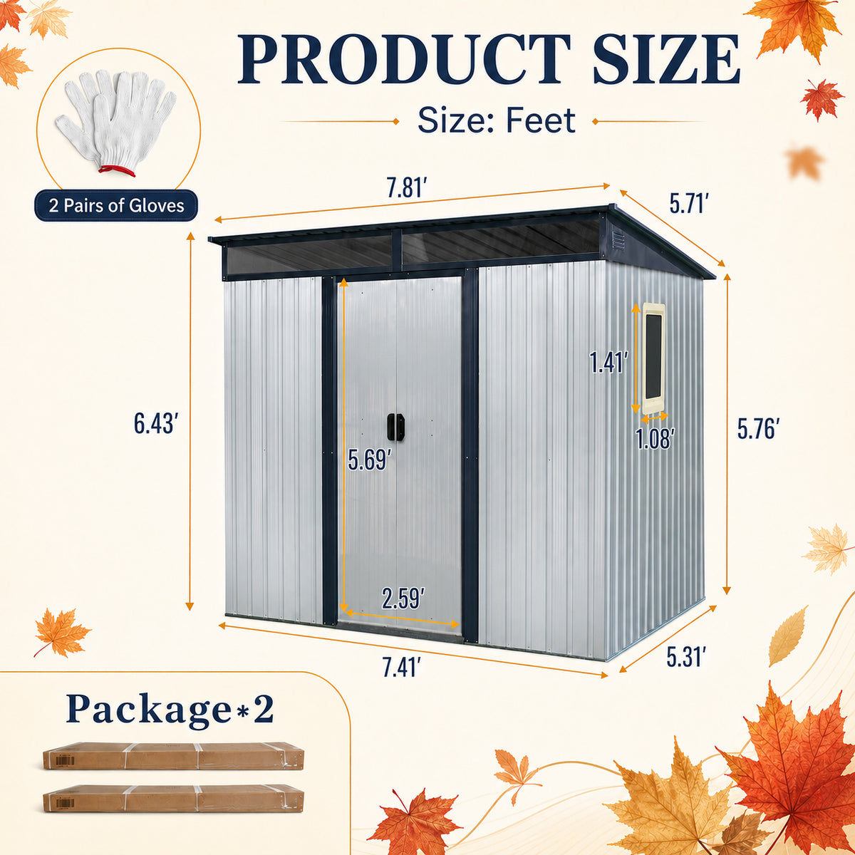 8 ft x 6 ft Outdoor Metal Storage Shed with Window