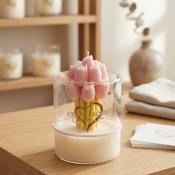 Pink Tulip Candle | Handcrafted Floral Soy Wax