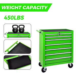 Rolling Tool Chest with 7-Drawer Tool Box - Green