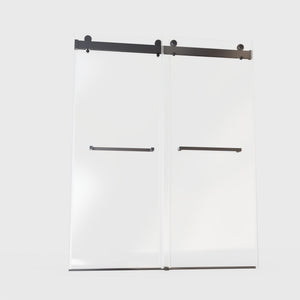 Frameless Double Sliding Soft-Close Shower Door, 3 / 8" (10Mm) Thick SGCC Tempered Glass Door, Matte