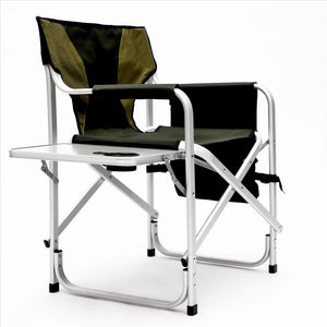 Padded Folding Outdoor Chair With Side Table And Storage Pockets, Lightweight Oversized Directors Chair For Indoor, Outdoor Camping, Picnics And Fishing