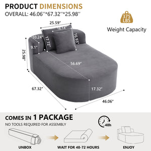 Oversized Chaise Lounge Sofa Bed With Deep Seat And Soft Pillows