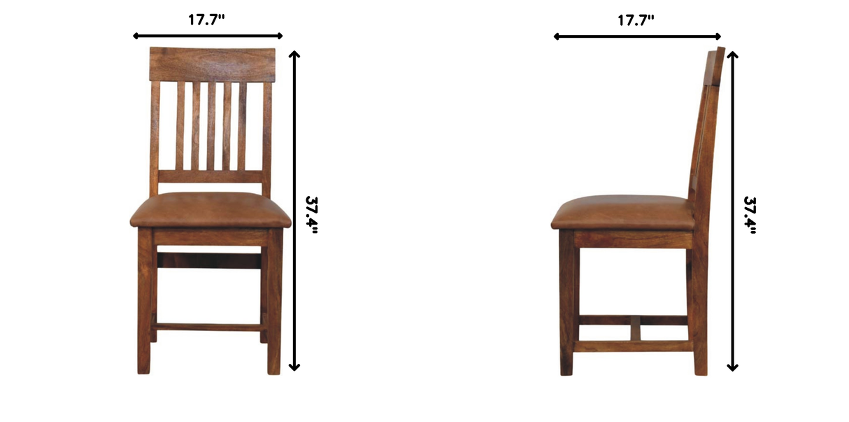 Solid Wood Leather Slatted Dining Chair