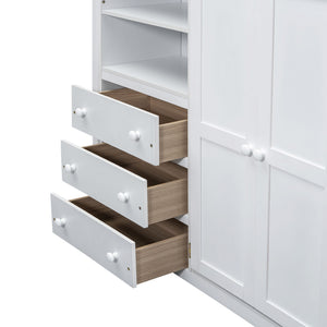 Loft Bed With Built In Wardrobe, Shelves And Drawers