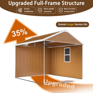 Heavy Duty Metal Storage Shed With Windows, Lockable Door & Ventilation, Weatherproof Outdoor Garden Shed For Backyard, Brown Iron 6X4 Ft