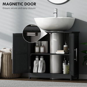 Pedestal Sink Storage Cabinet with 2 Barn Doors and Adjustable Shelf