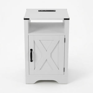 Farmhouse Nightstand, Charging Station & Storage
