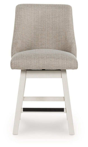 Robbinsdale - Upholstered Swivel Curved Back Barstool (Set of 2) - Antique White - Best Buy Furniture
