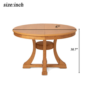 Extendable Round Rubber Wood Dining Table