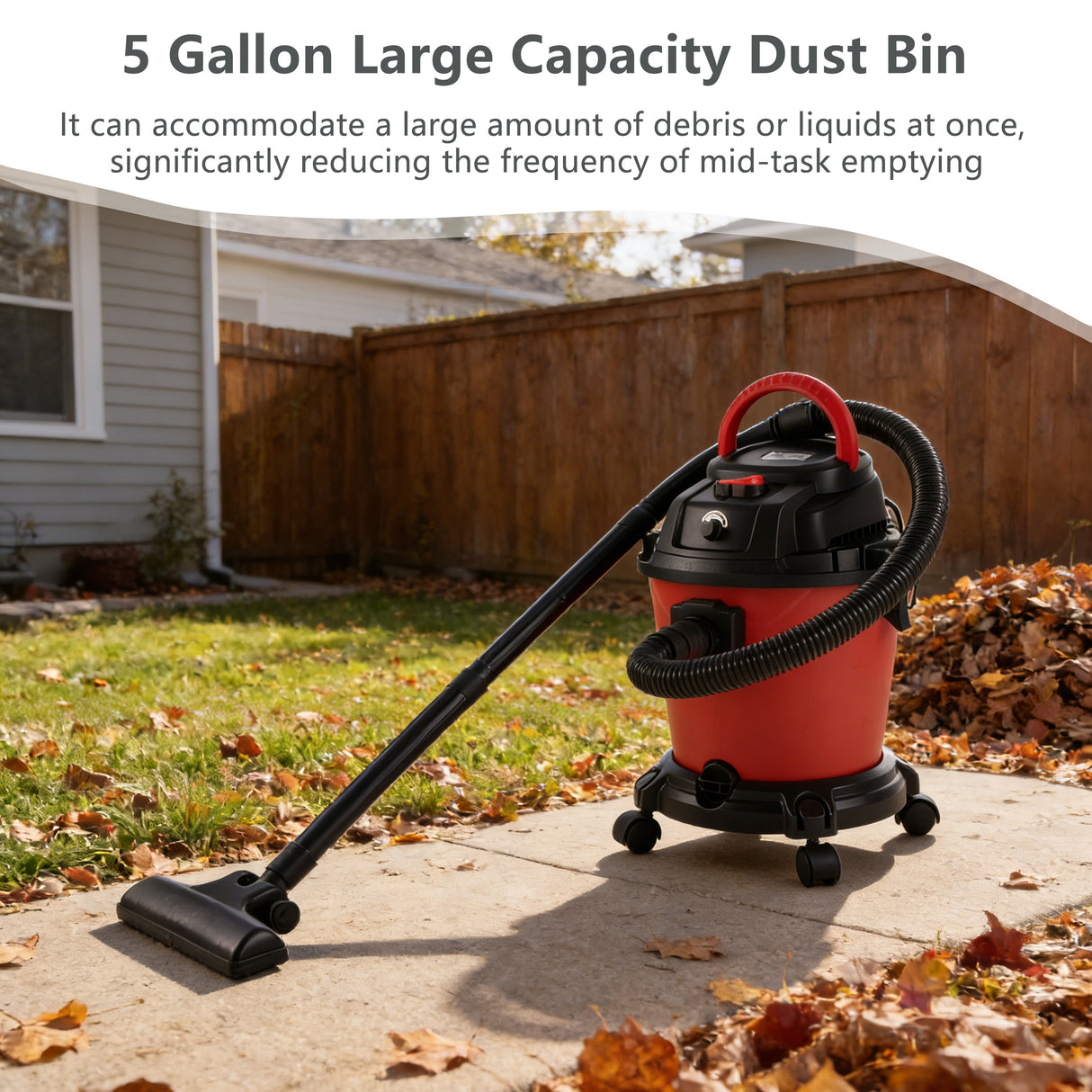Wet Dry Vac, 5 Gallon, 4.3 Peak HP