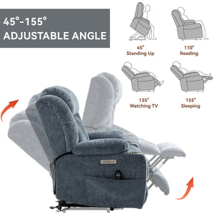 Chenille Power Lift Recliner Chair with Massage & Heating