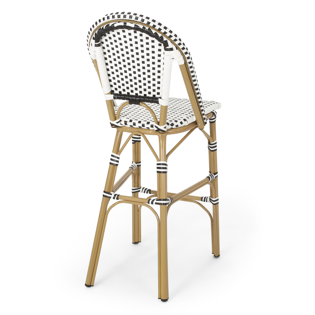 29.5" Outdoor PE Rattan French Barstool