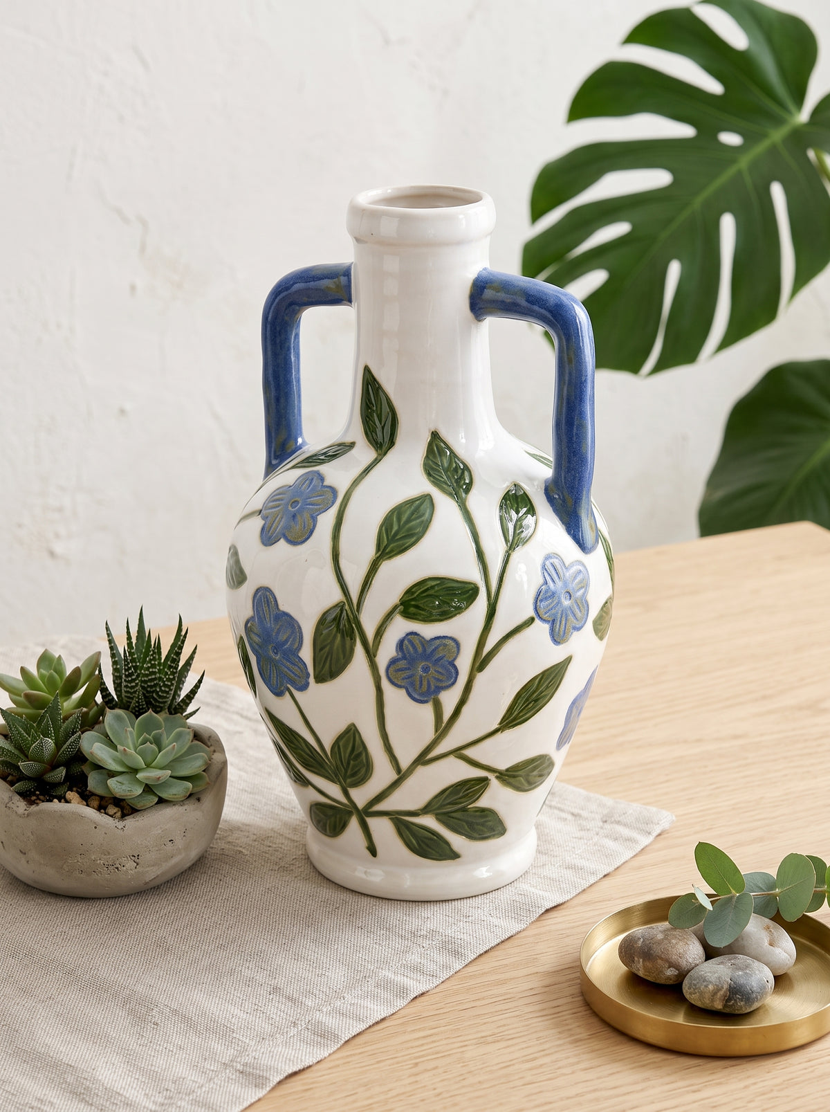 Floral Amphora Ceramic Vase