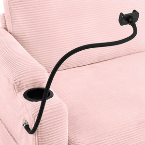 Sleeper Sofa Loveseat Sofa With Full Size Mattress, 2 USB Ports, 2 Cup Holders, 2 Side Pockets And Phone Holder