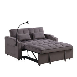 Modern Loveseat Futon Sofa With Pullout Bed, Adjustable Reclining Backrest, Toss Pillows