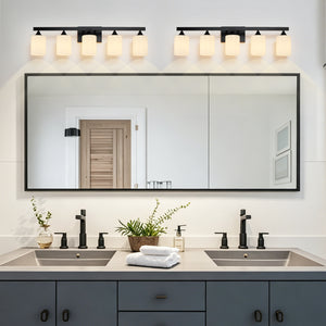 5-Light Matte Black Bathroom Lighting