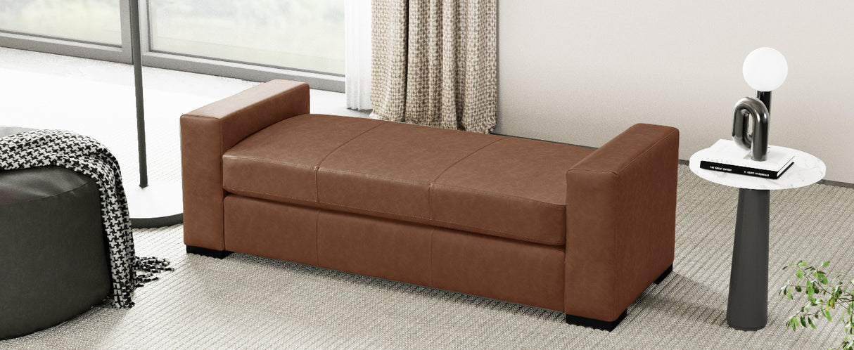 Stylish and Durable Brown Faux Leather Bench