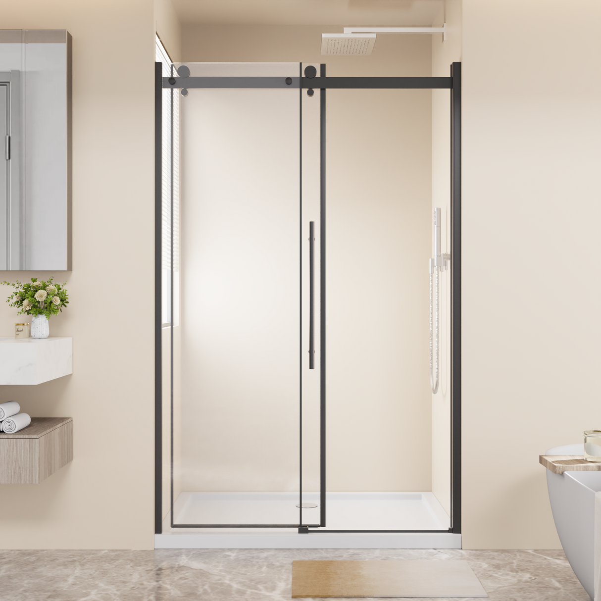 48 in W x 72 in H Frameless Sliding Shower Door