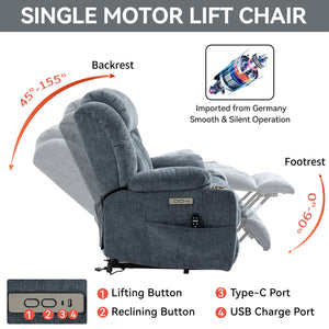 Chenille Power Lift Recliner Chair with Massage & Heating