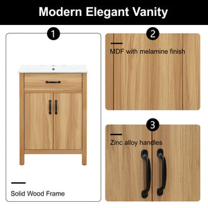 24" Bathroom Vanity with Solid Wood Frame
