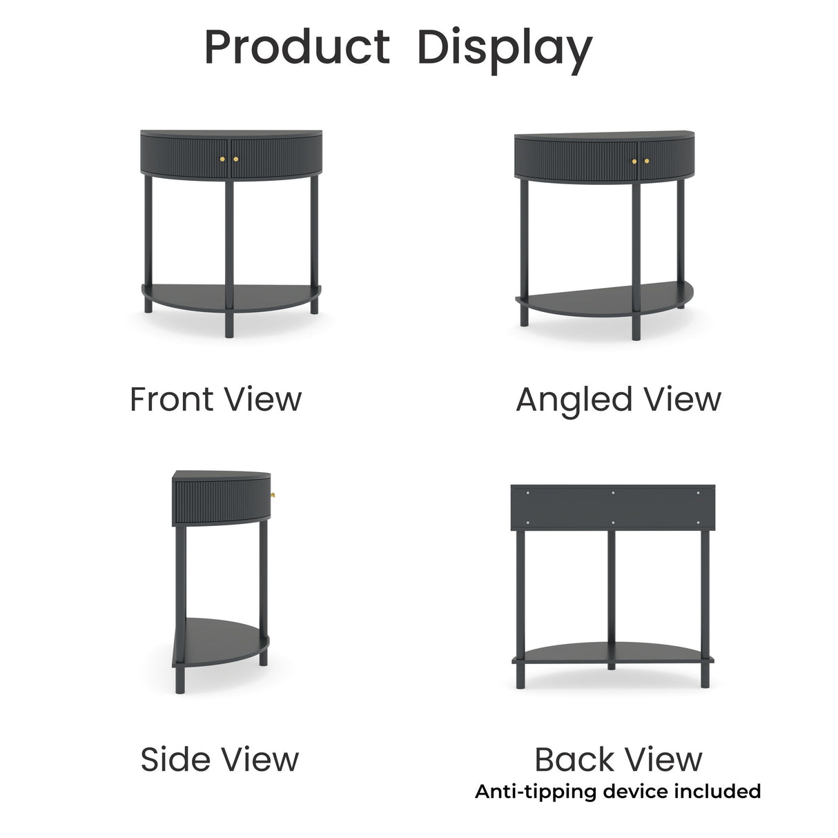 Demi Lune - Console Table With 2 Storage Drawers