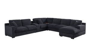 Celine - Fabric Corner Sectional Sofa With Right-Facing Chaise, Cupholders, And Charging Ports