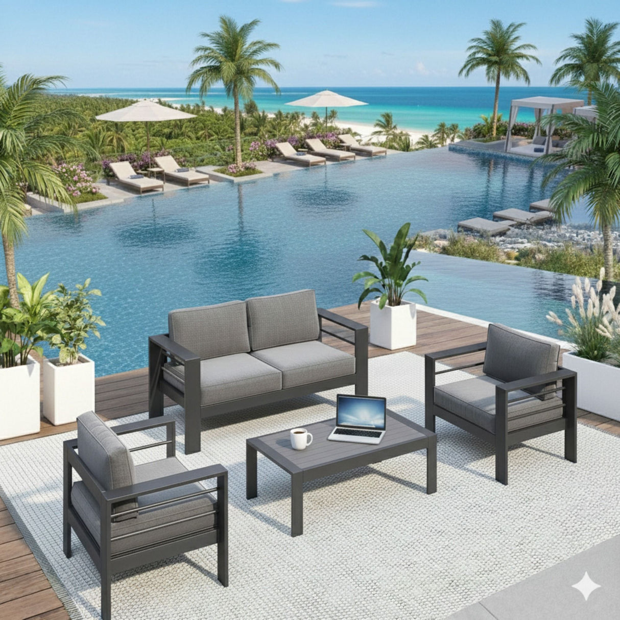 Outdoor Patio Set, All-Weather & Thick Cushions