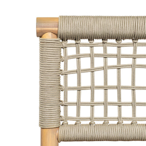Outdoor Acacia Wood 3-Seater Sofa with Rope Woven Arms